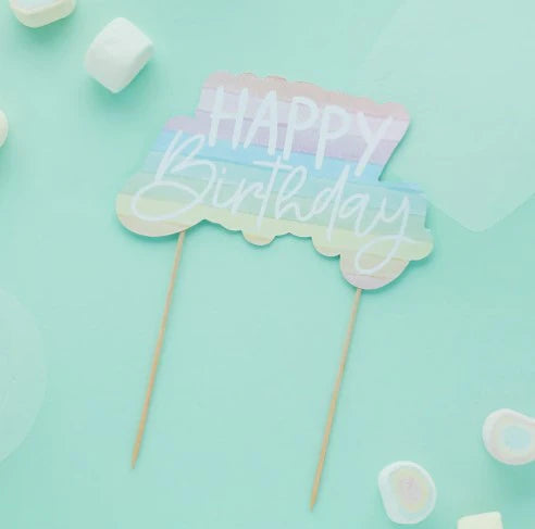 Sateenkaari kakkukoriste happy birthday EKO