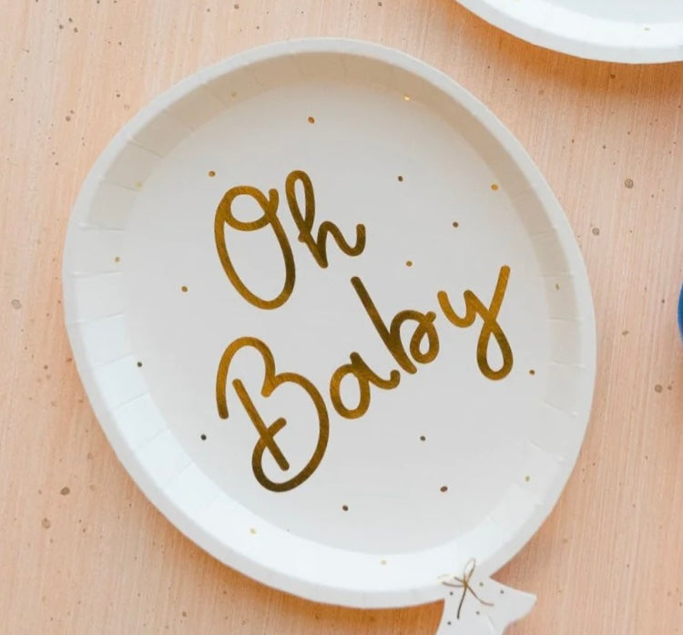 Oh Baby lautaset ilmapallo (6 kpl)