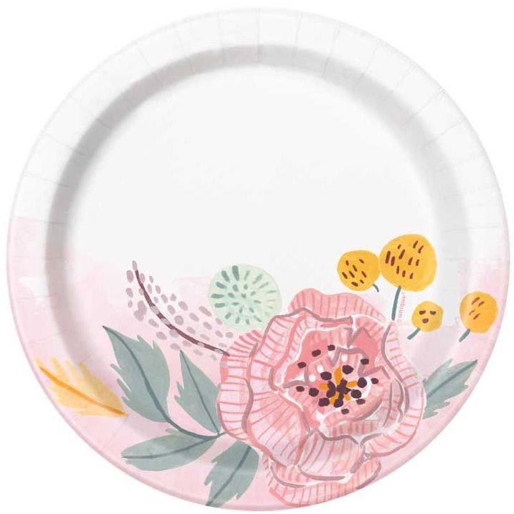 Kesäiset lautaset kukkakuvio (8 kpl)  | Kertakäyttöiset lautaset