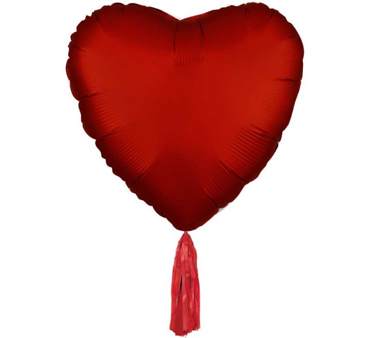 Folioilmapallo sydän punainen tasselilla (79 cm)