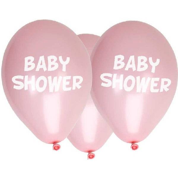Vaaleanpunaiset ilmapallot Baby Shower (8 kpl) - Teemajuhlat.fi