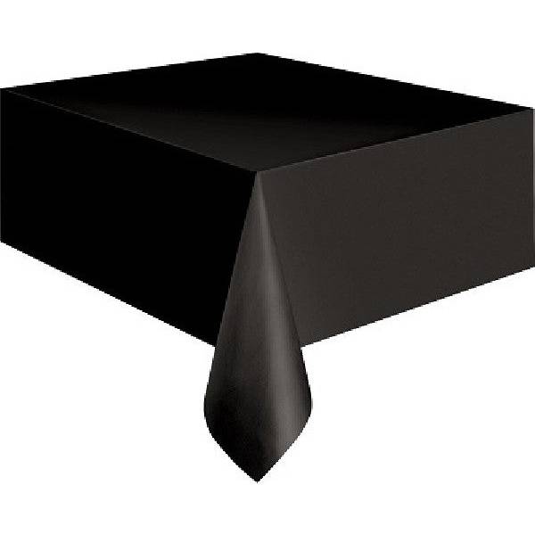 Musta kertakäyttöinen pöytäliina (137 x 274 cm).