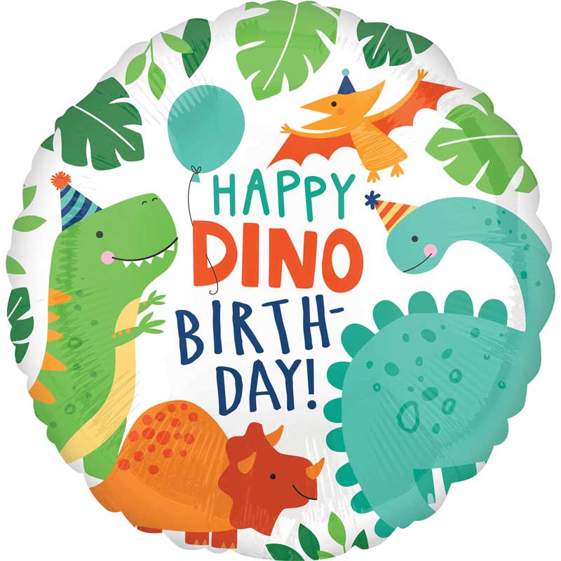 Happy Dino Birthday-folioilmapallo 45 cm.