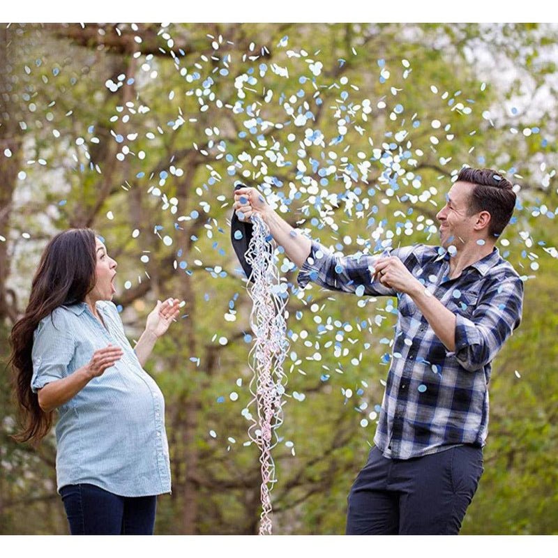 Paljasta sukupuoli "It's a Boy or Girl? ilmapallolla (40 cm), vaaleansininen konfettitäyte poikavauvalle.