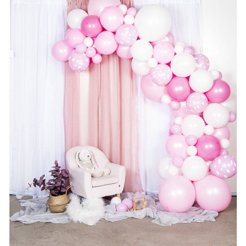 Ilmapallokaari "Baby Pink" vaaleanpunainen, valmis 90 kpl pakkaus sis. ilmapallopumpun.