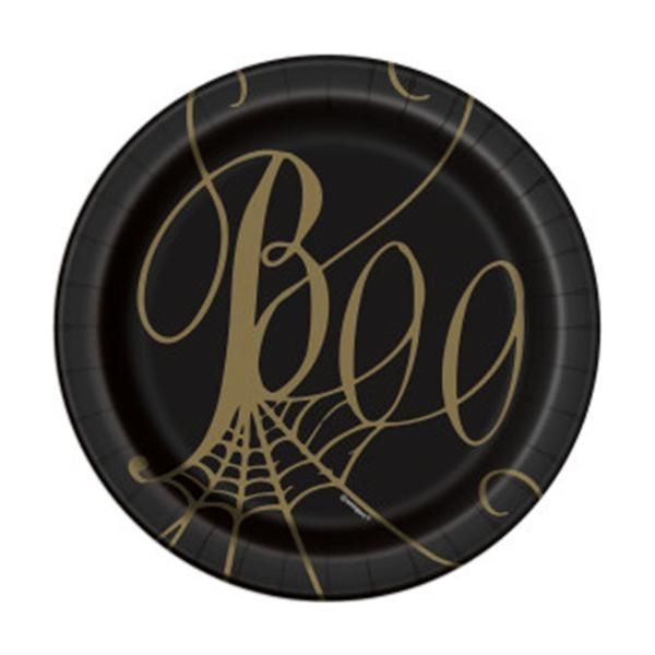 Halloween 18 cm "BOO"-lautaset (8 kpl).