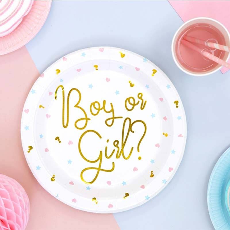 Boy or Girl isot lautaset Gender Reveal (6 kpl)