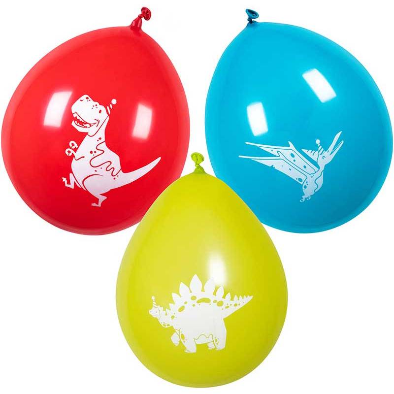 Dinosaurus ilmapallot lasten synttäreille, värikkäät (6 kpl).