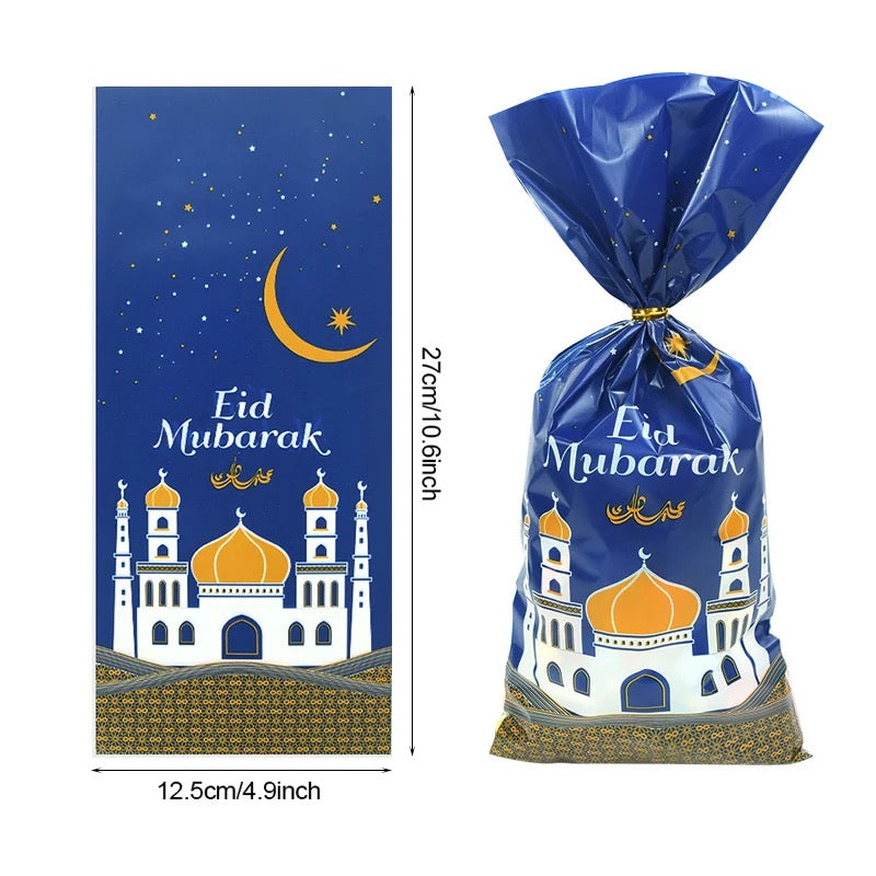 Eid mubarak karkkipussit tummansininen moskeija