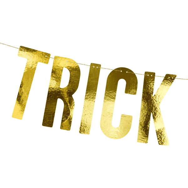 Halloween "Trick or treat"-viiri, kultainen foliopäällystetty.
