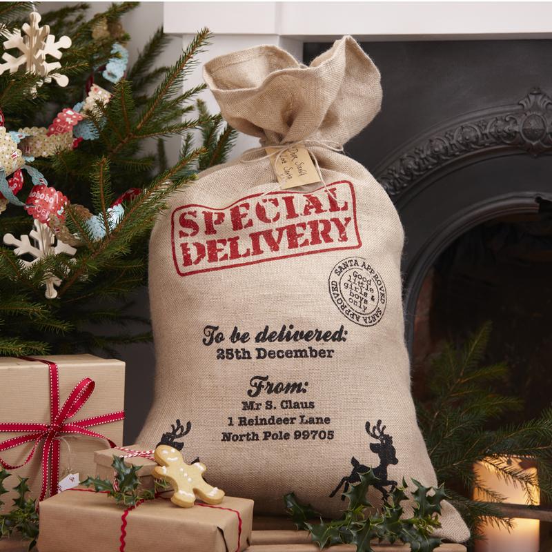 Joulupukin lahjasäkki Special Delivery (80 cm) - Aito säkkikangas