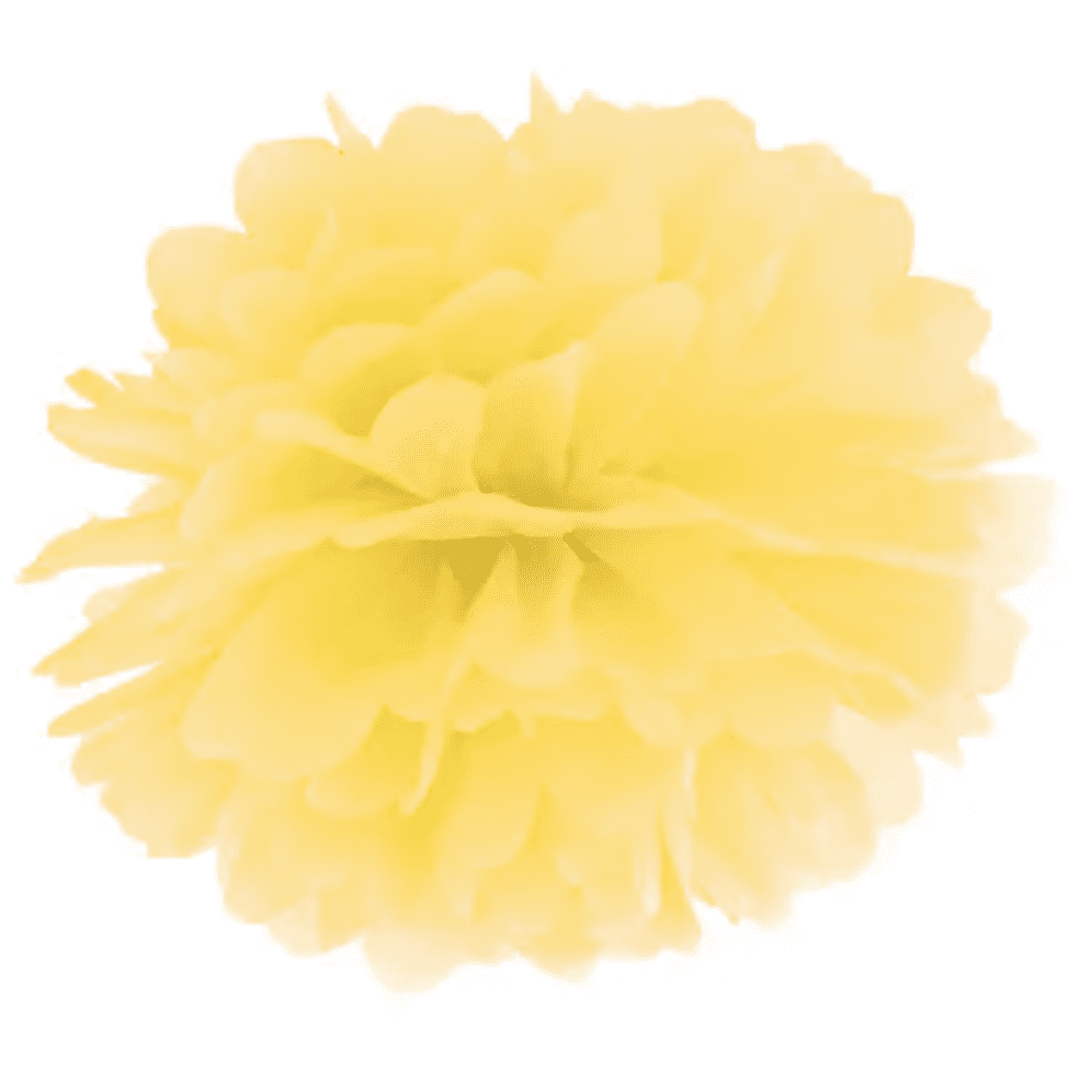 Pompom silkkipaperikukka keltainen (25 cm)