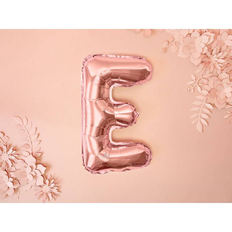 Kirjainilmapallo "E" ruusukulta (35 cm)