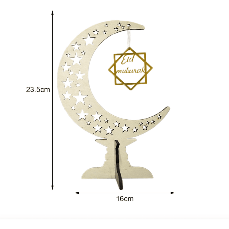 Eid Mubarak ornamentti puukoriste pöydälle kuu (23 cm)