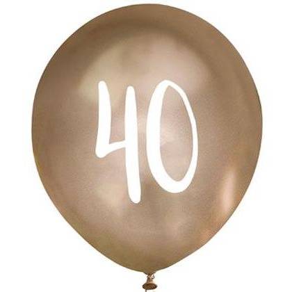 Kromiset ilmapallot 40-vuotissynttäreille kulta (5 kpl)