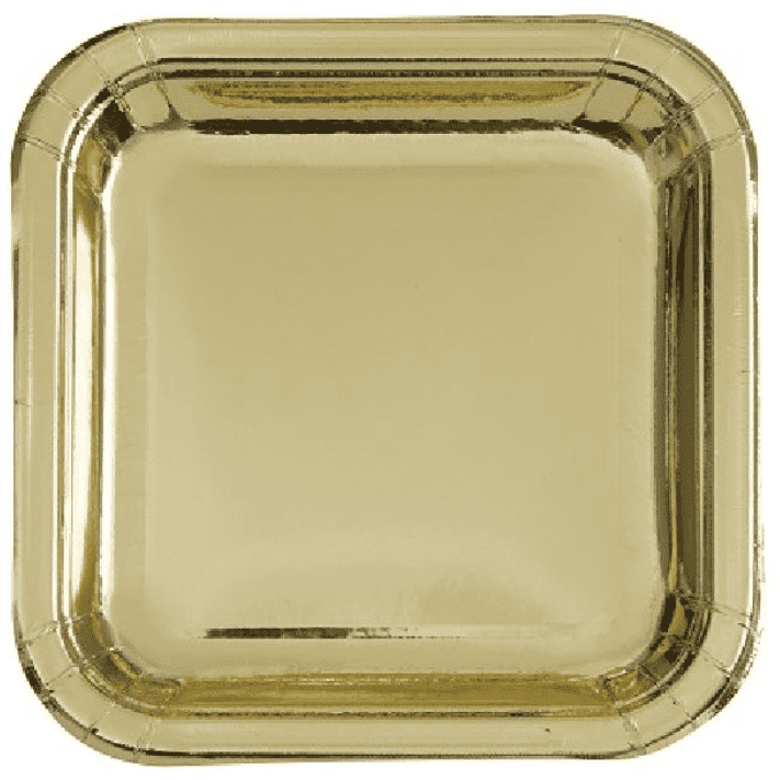 Lautaset neliönmuotoiset kulta (14 kpl)