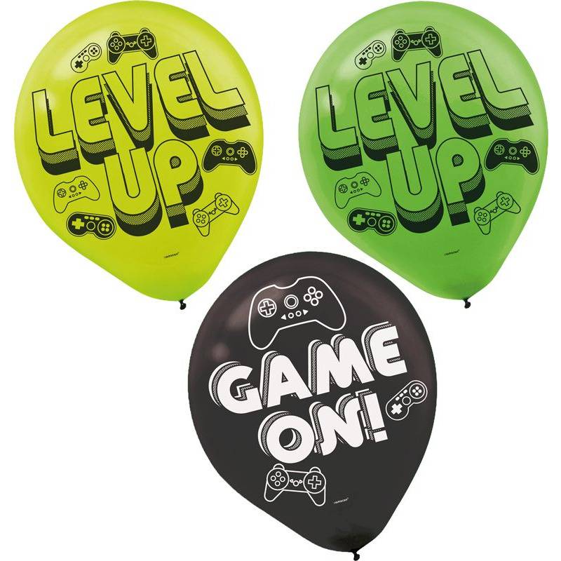 Ilmapallot Level Up (6 kpl) - Peliaiheiset synttärit - Teemajuhlat.fi