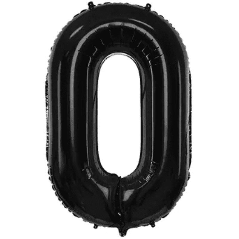 Folioilmapallo numero 0, musta (86 cm)