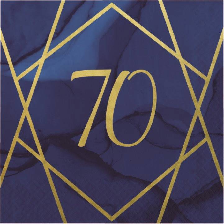 Servetit 70-vuotissyntymäpäiville, royal sininen (16 kpl)
