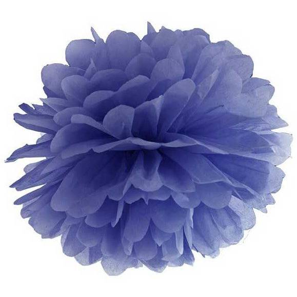 Pompom silkkipaperikukka royal sininen (25 cm)