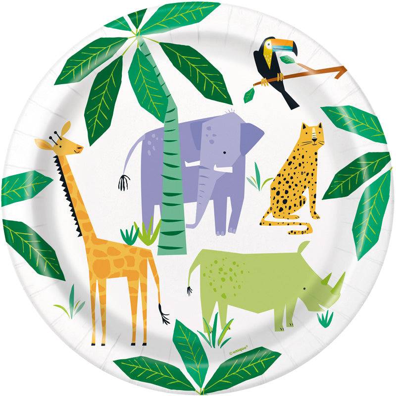 Safari synttäreille isot lautaset, Safari Animals (8 kpl)