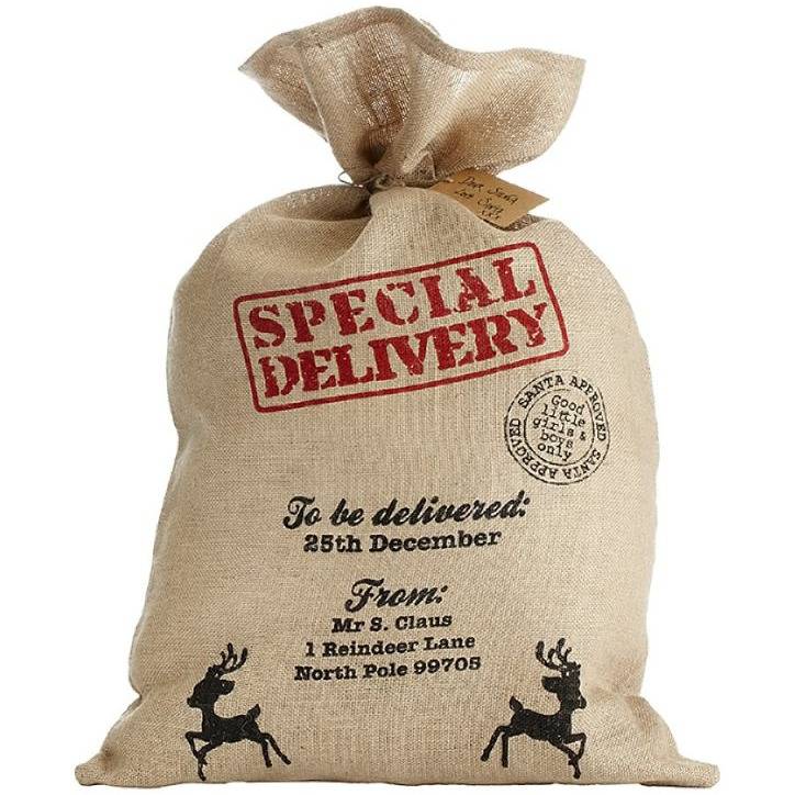 Joulupukin lahjasäkki Special Delivery (80 cm) - Aito säkkikangas