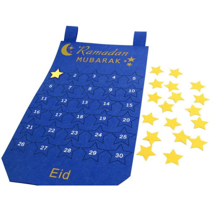 Ramadan kalenteri - Huopaa 30 päivää, tummansininen tähdillä (45 cm).