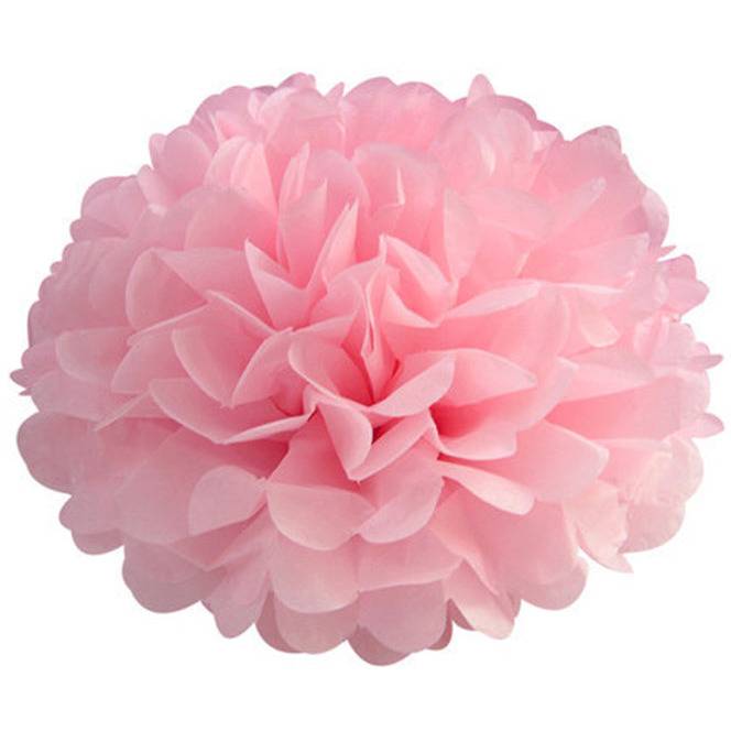 Pompom silkkipaperikukka 10 cm, vaaleanpunainen (pieni).