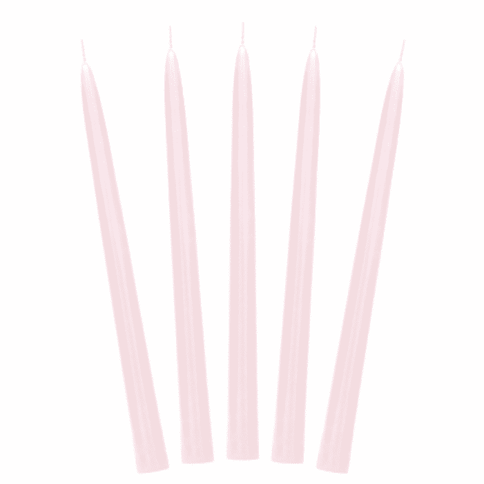 Vaaleanpunaiset pitkät kynttilät (10 kpl)