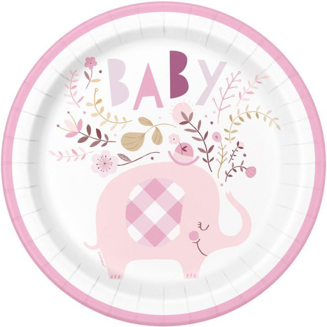 baby showerit lautaset norsu vaaleanpunainen