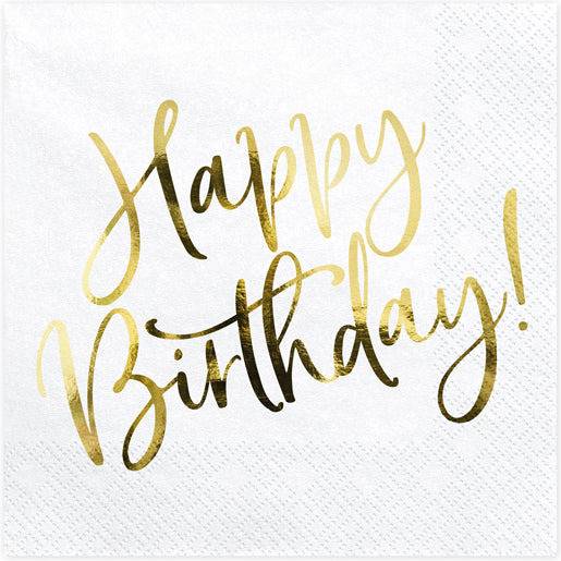 Servetit Happy Birthday kulta (20 kpl)