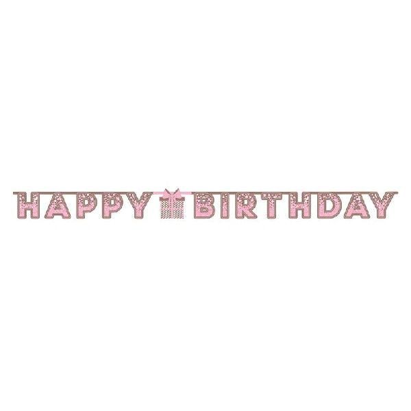 Viiri happy birthday vaaleanpunainen holografinen (2.2m)