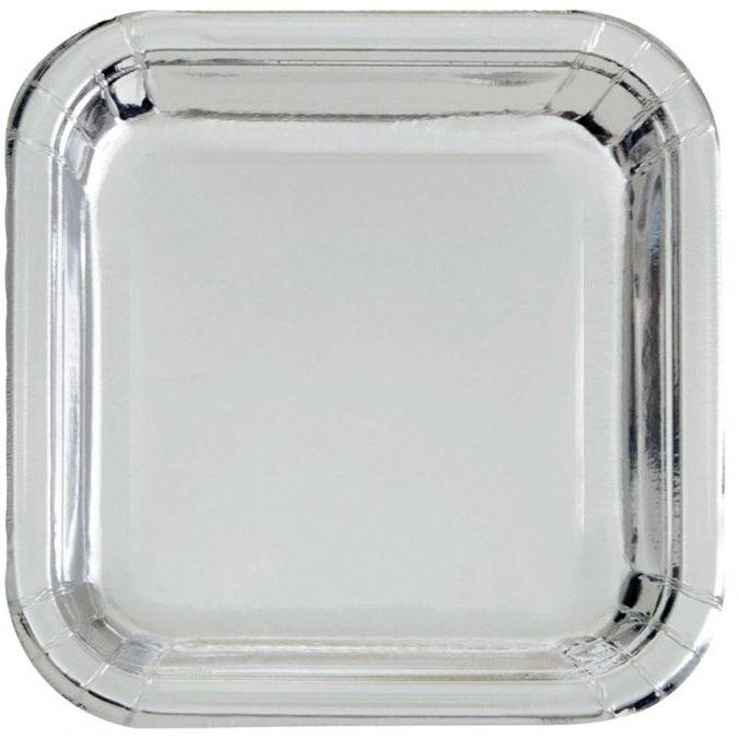 Lautanen hopea neliönmuotoinen, isot (8 kpl)
