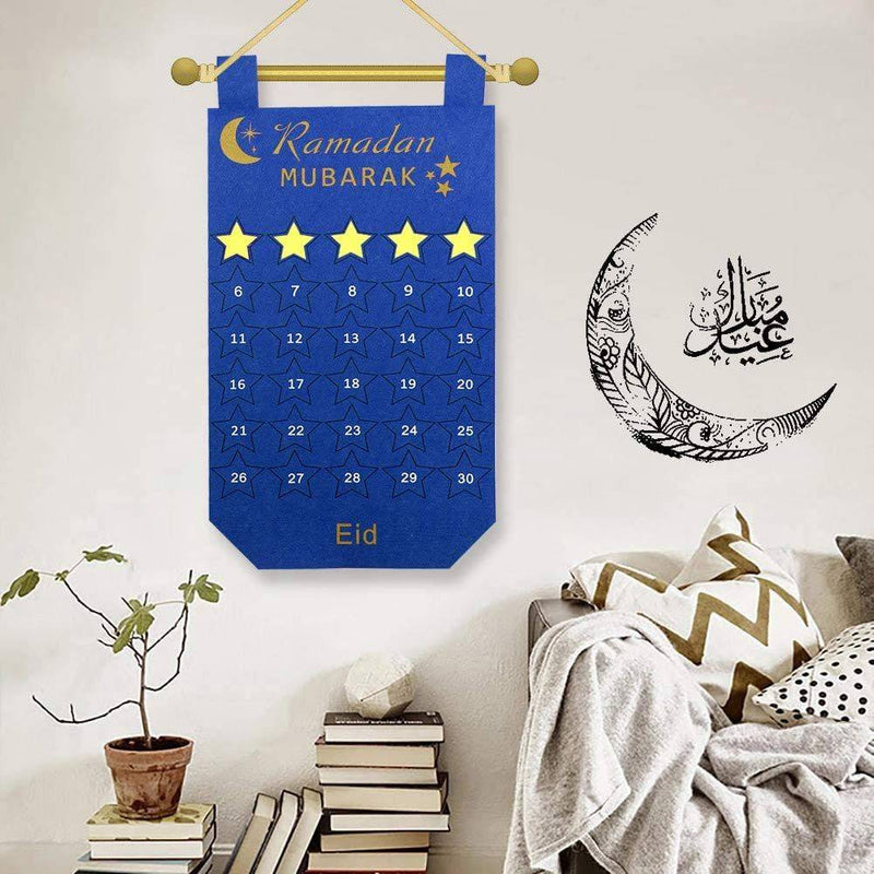Ramadan kalenteri - Huopaa 30 päivää, tummansininen tähdillä (45 cm).