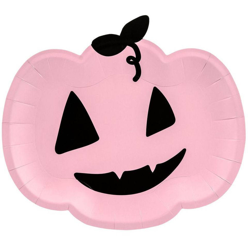Halloween vaaleanpunainen kurpitsa lautanen (6 kpl)